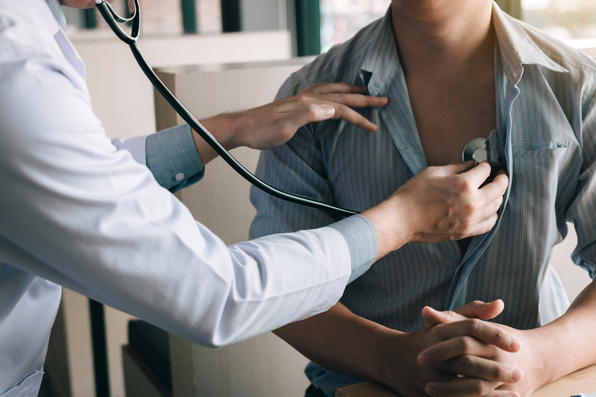 Man getting heart check by Doctor